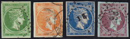 GRECIA 1861/62 - 5 L., 10 L., 20 L. E 40 L. Mercurio, Tiratura Di Atene, Stampa Grossolana, Cifre Al... - Europe (Other)