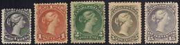 CANADA 1868/90 - Regina Vittoria, Cinque Valori (17A,18,20,22,25), Gomma Originale, Perfetti. A.Dien... - Sonstige & Ohne Zuordnung