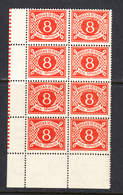 Ireland 1940 Postage Due, Mint No Hinge, Corner Block Of 8, Sc#  ,SG D12 - Portomarken