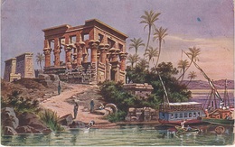 Perlberg Künstlerkarte Litho AK Philae أنس الوجود Lit Bed Pharao Hut Chenti Nil A Assuan أسوان Ägypten Egypte مصر Egypt - Perlberg, F.