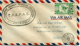 NOUVELLE-CALEDONIE FRANCE LIBRE LETTRE PAR AVION AVEC CACHET "PREMIERE LIAISON AERIENNE FRANCAISE T.R.A.P.A.S.........." - Covers & Documents