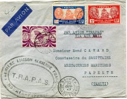 NOUVELLE-CALEDONIE FRANCE LIBRE LETTRE PAR AVION AVEC CACHET "PREMIERE LIAISON AERIENNE FRANCAISE T.R.A.P.A.S......" - Brieven En Documenten