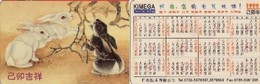 TARJETA TELEFONICA DE CHINA. FAUNA - CONEJOS - CALENDARIO KIMEGA 1999. (760) - Lapins