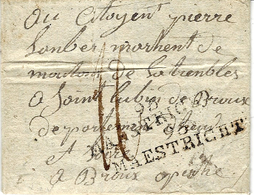 Sans Date 1796 . 1802 -lettre  De 96 / MAESTRICHT  ( La Meuse Inférieure ) 46 Mm Noir - Double Frappe - 1792-1815 : Departamentos Conquistados