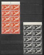 Colonies PA Des Indes De 1942 N°1 Et 4 En Blocs De 10 Neufs ** Cote Des Timbres 26€ - Unused Stamps