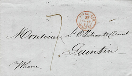1844- Lettre De LA HAVANE ( Cuba )  Pour Quintin -entrée OUTE-MER / LE HAVRE Rouge - Maritime Post