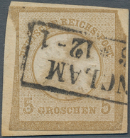 Deutsches Reich - Brustschild: 1872, 5 Gr. Ockerbraun Großer Schild UNGEZÄHNT Auf Briefstück, Entwer - Used Stamps