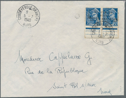 Dt. Besetzung II WK - Frankreich - Dünkirchen: 1940, 50 C Schwärzlichblau Merkurkopf, Waagerechtes P - Bezetting 1938-45