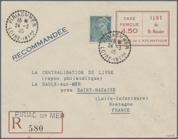 Dt. Besetzung II WK - Frankreich - St. Nazaire - Ganzsachen: 1945, "TAXE PERCU 4,50 Francs" Dunkelro - Occupazione 1938 – 45