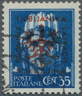 Dt. Besetzung II WK - Laibach: 1944, 35 C Schwärzlichkobalt, Aufdruck II Dunkelrosarot, Mit KOPFSTEH - Bezetting 1938-45