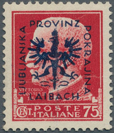 Dt. Besetzung II WK - Laibach: 1944, 75 C Schwärzlichrosa Mit Aufdruck In Type I Statt Type II, Post - Occupation 1938-45