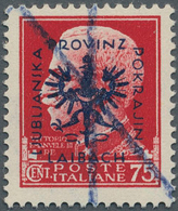 Dt. Besetzung II WK - Laibach: 1944, 75 C Schwärzlichrosa Mit PROBEAUFDRUCK In Type I Statt Type II, - Occupazione 1938 – 45