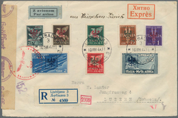 Dt. Besetzung II WK - Laibach: 1944, 25 C Bis 10 Lire Flugpostmarken Und 2 Lire Flugpost-Eilmarke, 8 - Besetzungen 1938-45