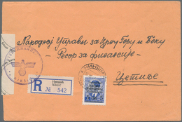 Dt. Besetzung II WK - Montenegro: 1943, 5 Lire Auf 4 Din Violettultramarin Freimarke, Einzelfrankatu - Occupation 1938-45