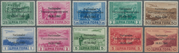 Dt. Besetzung II WK - Montenegro: 1943, 25 C Bis 5 L Freimarken Und 50 C - 10 L Flugpostmarken, Komp - Bezetting 1938-45