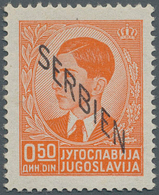 Dt. Besetzung II WK - Serbien: 1941, 0,50 D Rotorange Freimarke, Mit Abart FEHLENDER Netzüberdruck, - Occupazione 1938 – 45