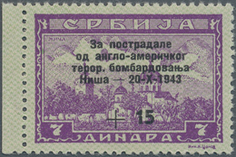 Dt. Besetzung II WK - Serbien: 1943, 2 Din "Nothilfe Für Die Bombengeschädigten", Marke Vom Linken B - Occupation 1938-45