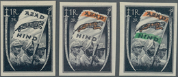 Dt. Besetzung II WK - Nationales Indien (Freies Indien): 1943, 1 R + 2 R Schwarz, 1 R + 2 R Schwarz/ - Bezetting 1938-45