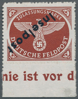 Feldpostmarken: 1944, Vucovar Zulassungsmarke Mit KOPFSTEHENDEM Diagonalen Schwarzen Aufdruck "Insel - Other & Unclassified