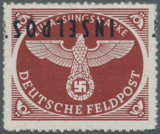 Feldpostmarken: 1944, Insel Rhodos, Inselpost-Zulassungsmarke, Durchstochen, Mit KOPFSTEHENDEM Aufdr - Altri & Non Classificati