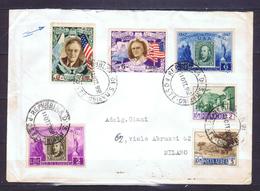 V6100 SAN MARINO 1947 Roosvelt  + Cent. Franc. USA + Aerea Su Lettera In Tariffa Da San Marino 31.10.52 A Milano, - Lettres & Documents