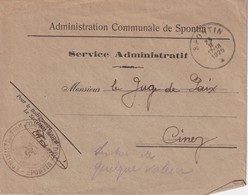 BELGIQUE 1925 LETTRE EN FRANCHISE ADMINISTRATION COMMUNALE DE SPONTIN - Zonder Portkosten