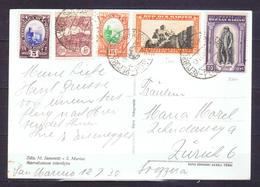 V6102 SAN MARINO 1935 Delfico 30 C. + Complementari, Bella Affrancatura Su Cartolina Illustrata Da San Marino 13.7.38 - Briefe U. Dokumente