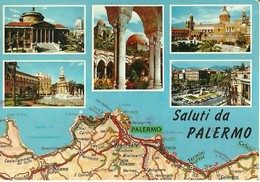 2831 " SALUTI DA PALERMO - 5 VEDUTE + MAPPA " CART.POST. ORIG  SPED. - Palermo