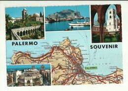 2832 " PALERMO SOUVENIR - 4 VEDUTE + MAPPA " CART.POST. ORIG  SPED. - Palermo