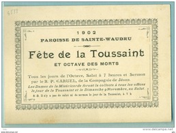 Mons " Ste-Waudru 1902 Programme Fête De La Toussaint " Pas CP - Mons