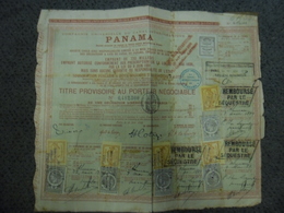 ACTION De 60 F De 1889 CANAL INTEROCEANIQUE De PANAMA COMPAGNIE UNIVERSELLE - Timbres Cachet Remboursé Par Le Sequestre - Navegación