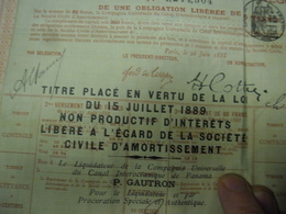 ACTION De 60 F De 1889 CANAL INTEROCEANIQUE De PANAMA COMPAGNIE UNIVERSELLE - Timbres Cachet Remboursé Par Le Sequestre - Schiffahrt