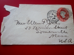 MONTRÉAL Entiers Postaux Postal Stationary Amérique Canada 1851-1902 Règne Victoria-Lettre Document Pr Someville Mass. - Briefe U. Dokumente