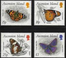 ASCENSION ISLAND Papillons, Papillon, Butterflies, Mariposa.Yvert N° 433/36 Neuf Sans Charniere. (MNH) - Butterflies