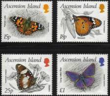 ASCENSION ISLAND Papillons, Papillon, Butterflies, Mariposa.Yvert N° 433/36 Neuf Sans Charniere. (MNH) - Papillons