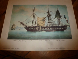 La Frégate Française POMONE Armée De 46 Canons En Rade De TOULON (Portrait Navire  ,dim. Hors-tout = 48 X 36cm - Maritieme Decoratie