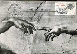 43171 U.s.a. Maximum 1983,  Michelangelo , Volunteer Lend A Hand - Maximum Cards