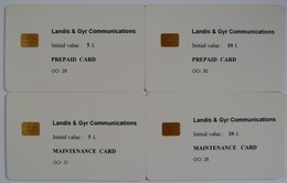 UK - Great Britain - Mint - Landis & Gyr Chip - Test Set Of 4 - Maintenance & Prepaid - OCI 28 / 31 - RR - BT Interne
