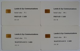 UK - Great Britain - Mint - Landis & Gyr Chip - Test Set Of 4 - Maintenance & Prepaid - OCI 28 / 31 - RR - BT Emissioni Interne