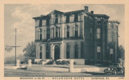 Louisville Kentucky, Welsworth Hotel, Broadway & 8th Architecture, C1930s Vintage Curteich 'Photo-Platin' Postcard - Louisville