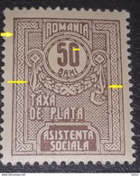 Error Revenue Stamps Romania 1916 Social Assistance 50b,  Spot Color Left Amd Rigjt At Ribbon, CIRCLE ON O  ZERO - Ungebraucht