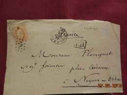 Lettre (devant) De 1872 Avec Obli Losange Pour Noyon - Punktstempel