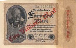 1 Milliarde Mark Überdruckprovisorium 1922 Reichsbanbknote - 1 Mrd. Mark