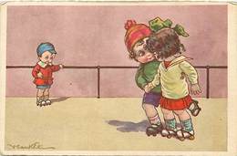 Themes Div-ref AA431- Illustrateurs -illustrateur Castelli -enfants -  Patinage - Patins A Roulettes - Carte Bon Etat - - Castelli