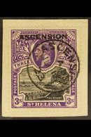 \Y 1922\Y 3s Black And Violet, SG 8, On Piece, Very Fine Used With Small Cds "JU 13 23" Cancel. For More Images, Please  - Ascension