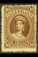 \Y QUEENSLAND\Y 1882-95 10s Brown, SG 155, Unused, Trace Of Gum. For More Images, Please Visit Http://www.sandafayre.com - Other & Unclassified