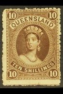 \Y QUEENSLAND\Y 1882-95 10s Brown, SG 155, Unused, Trace Of Gum. For More Images, Please Visit Http://www.sandafayre.com - Sonstige & Ohne Zuordnung