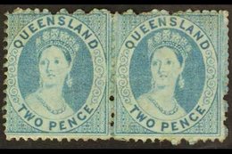 \Y QUEENSLAND\Y 1868-74 2d Pale Blue, Wmk Small Truncated Star, SG 60, Fine Mint PAIR. For More Images, Please Visit Htt - Other & Unclassified