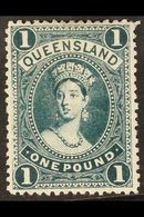 \Y QUEENSLAND\Y 1907-11 £1 Deep Bluish Green Chalon, SG 312c, Very Fine Mint. For More Images, Please Visit Http://www.s - Other & Unclassified