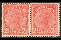 \Y QUEENSLAND\Y 1890 2½d Carmine, Horizontal Pair, WEAK IMPRESSION Of Right Hand-side Of Frame On Left Stamp, SG 191, Ve - Sonstige & Ohne Zuordnung